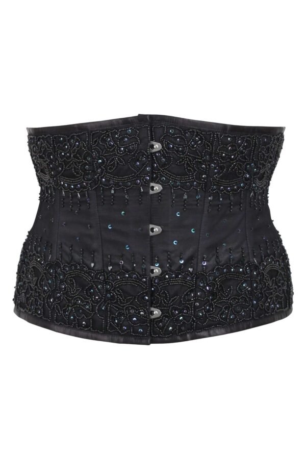 Half corset embroidery waspie Black waist cincher womencorset.com