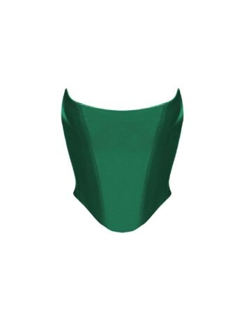 Green satin bustier for women womencrset.com