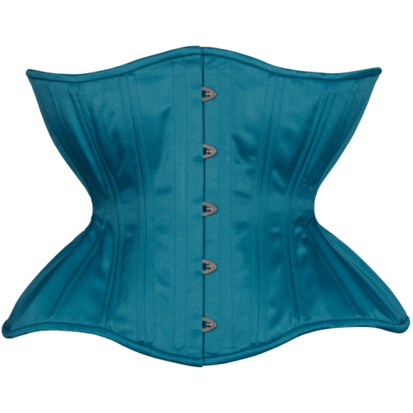 Underbust Plus size Peacock Blue Satin Cupped Curvy Corset womencorset.com