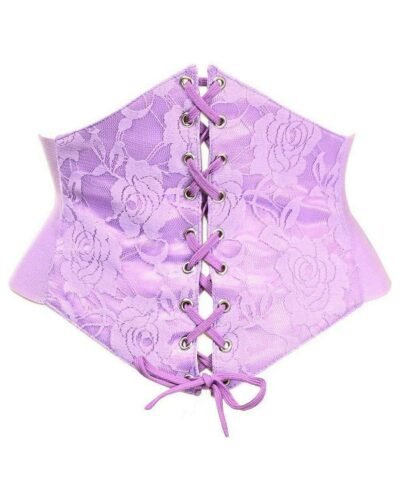 half front lace up waist cincher purple corset belt womencorset.com