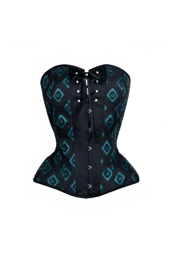 Satin bustier blue diamond overbust corset womencorset.com