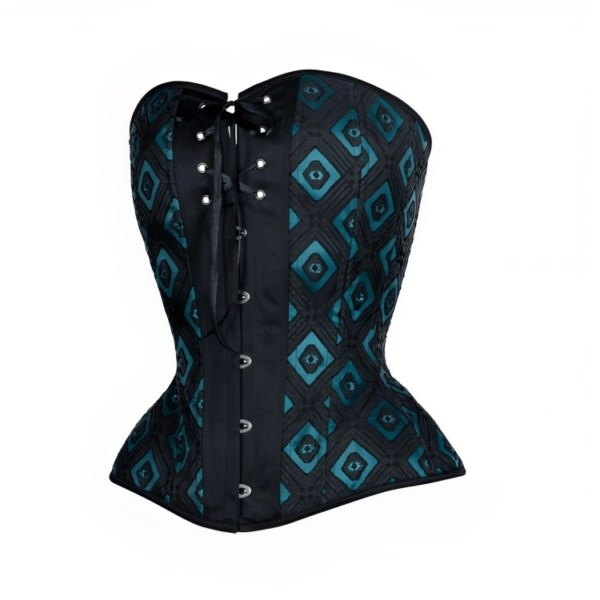 Satin bustier blue diamond overbust corset womencorset.com