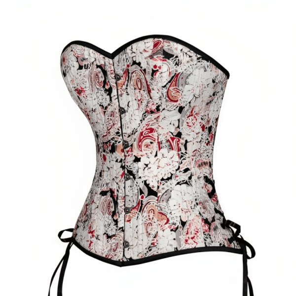 Satin bustier lacing long line overbust corsetwomencorset.com