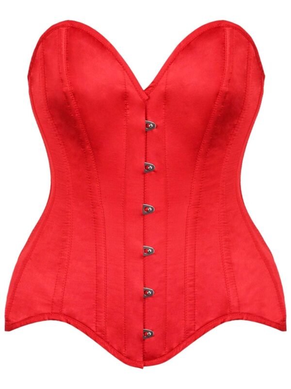 Overbust Red Steel BonedSatin Corset womencorset.com