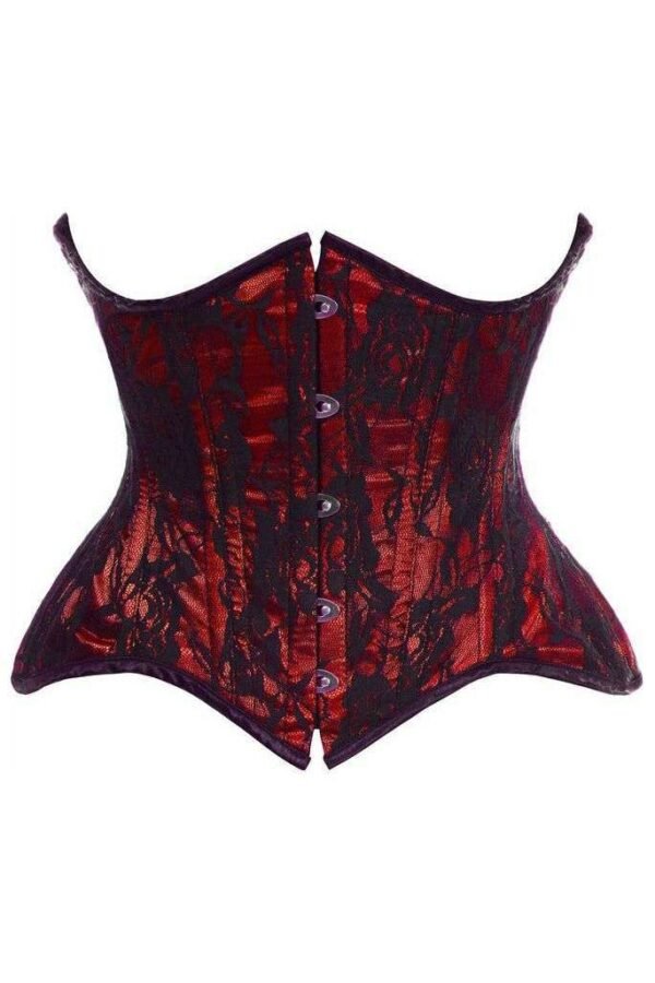 Half red with black lace curvy cut waist cincher corset womencoret.com