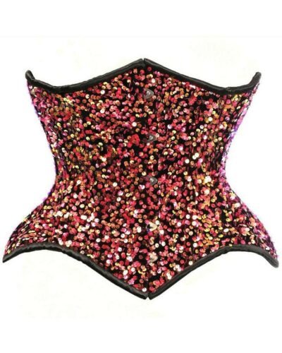 Half multi pink sequin corset womencorset.com