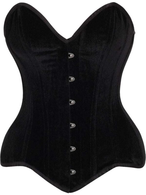 Overbust black Steel Boned Velvet Corset womencorset.com