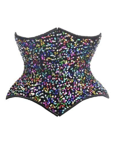 Half corset rainbow sequin waist cincher womencorset.com