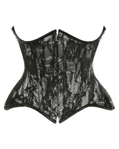 Half grey black lace curvy cut waist cincher corset womencorset.com