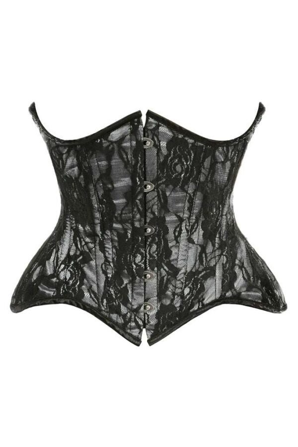 Half grey black lace curvy cut waist cincher corset womencorset.com