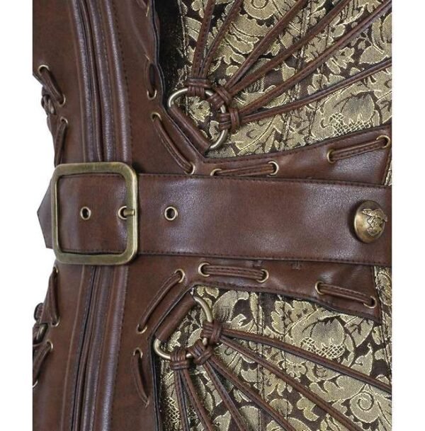 golden coffee faux leather steampunk womencorset.com