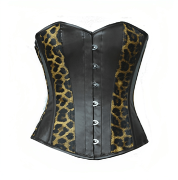 Leopard Print Brown Faux Leather Steampunk womencorset.com