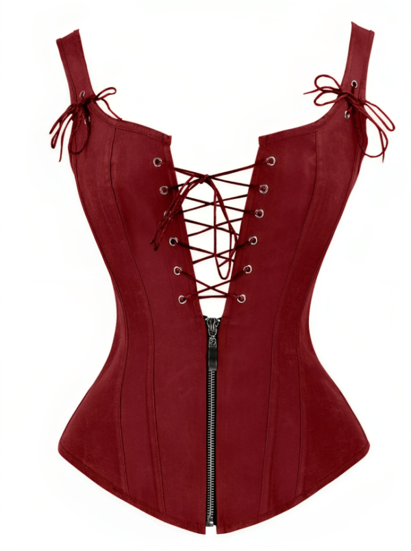 Faux Leather Corset vintage top with Garter Tieswomencorset.com