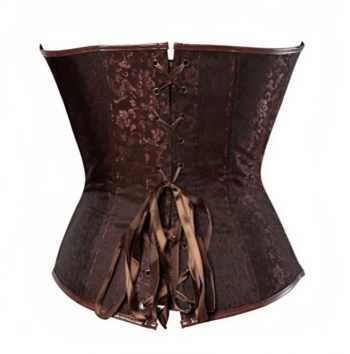 Brown Brocade Buckle Belt Overbust Corset womencorset.com