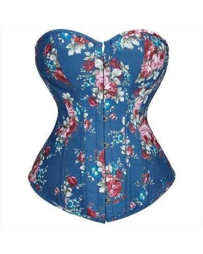 Strapless Denim Overbust Floral Fantasy Strapless Corset womencorset.com