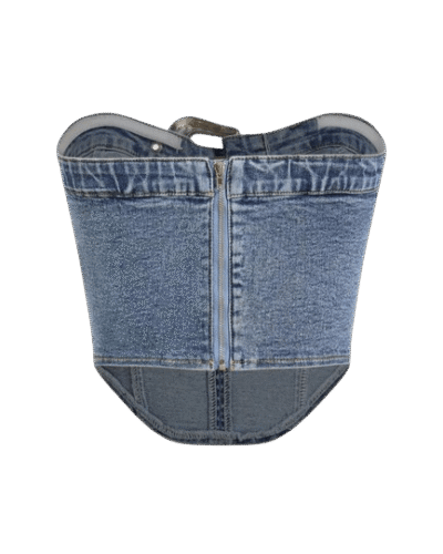 Strapless Buckled Denim Top womencorset.com