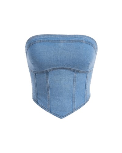 Back Zip-Up Denim Corset Top womencorset.com