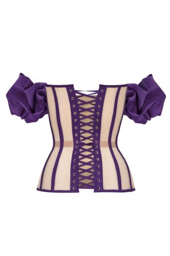 Satin bustier purple corset top womencorset.com