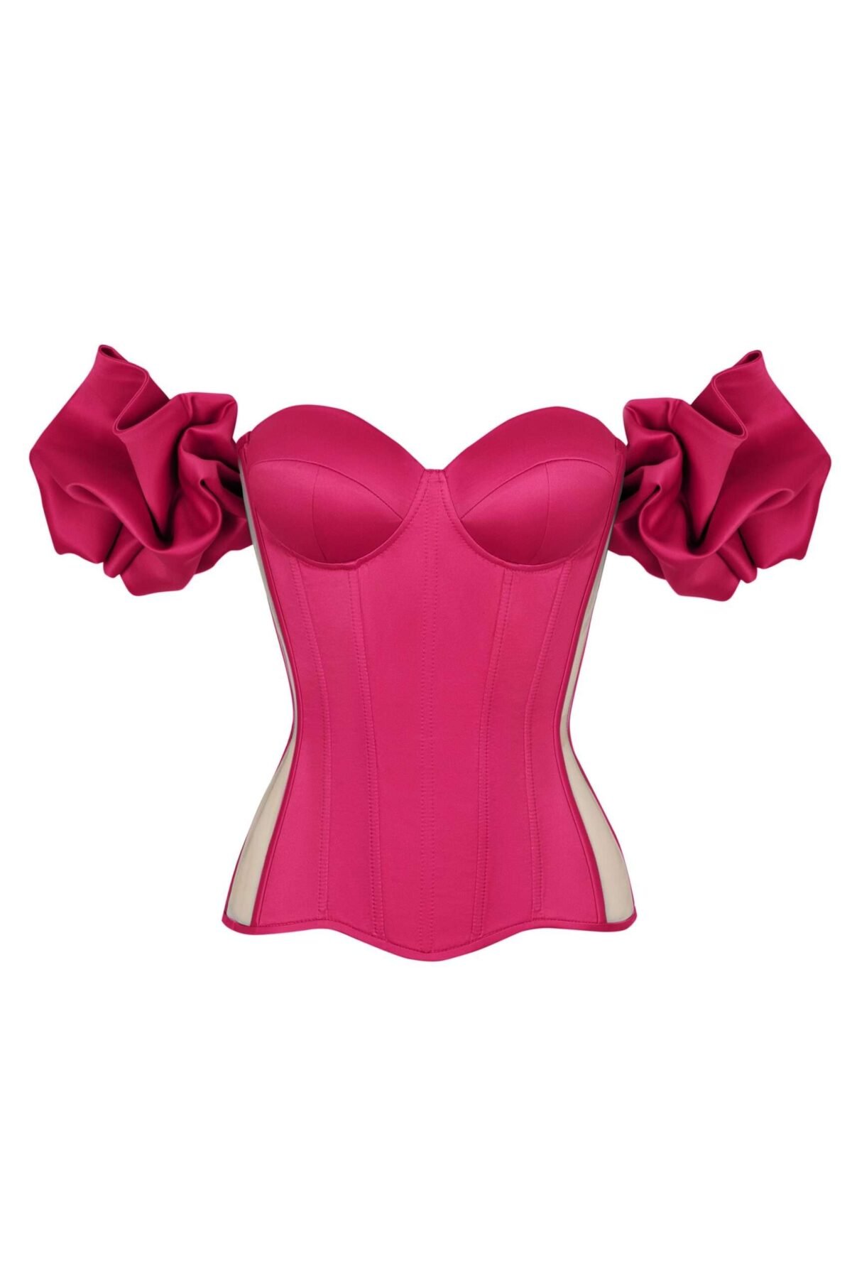 Satin Bustier hot pink corset top womencorset.com