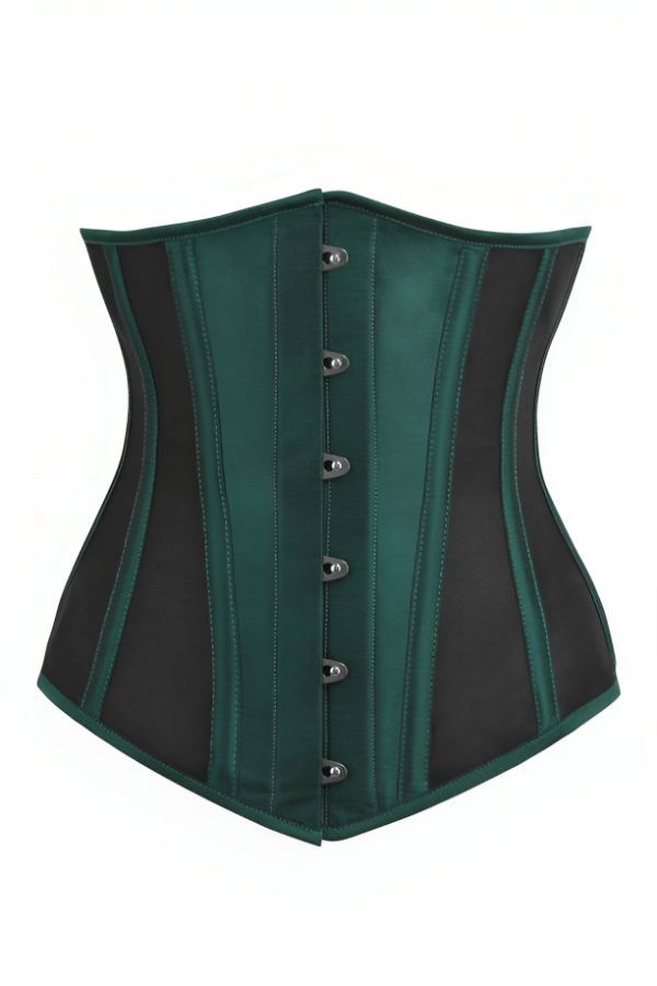 Green Taffeta and Hip Mesh underbust Corset womencorset.com