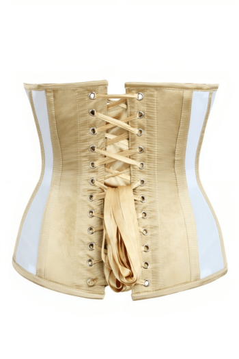 Gold sequin with mesh paneled underbust corset womencorset.com