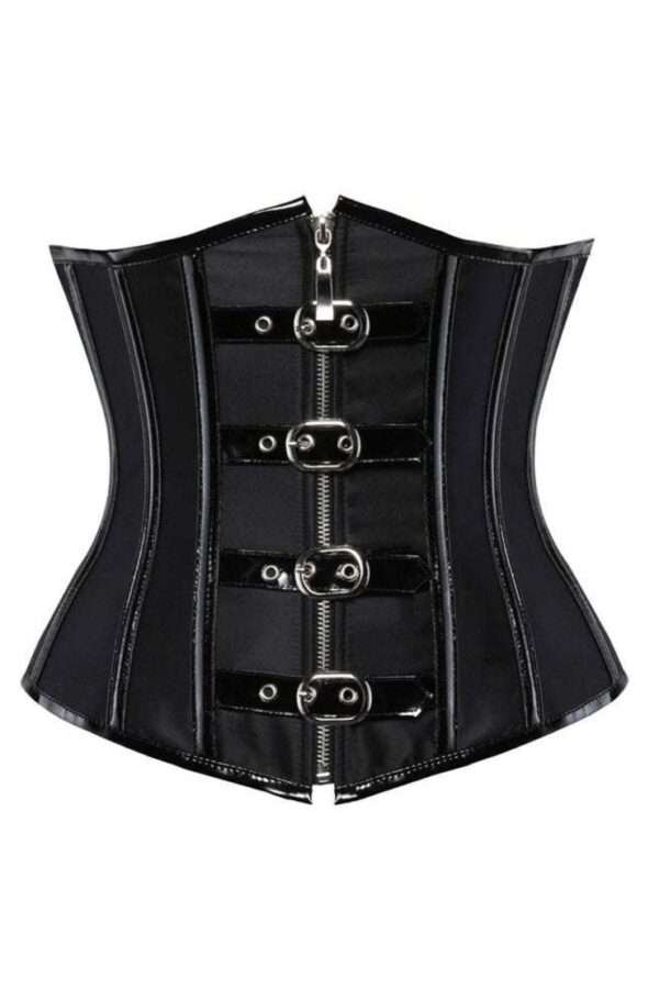 Black Underbust PVC paneled corset womencorset.com