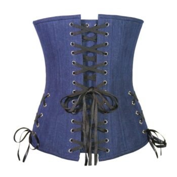 Strapless Denim Waist Training Corset with side ribbon womencorset.com