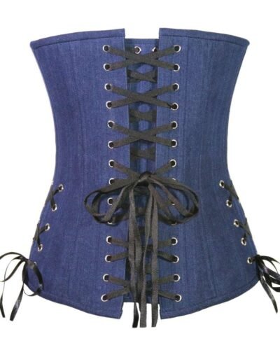 Strapless Denim Waist Training Corset with side ribbon womencorset.com