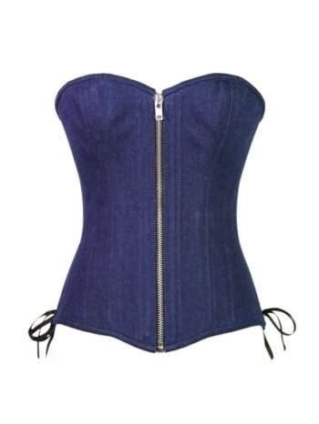 Strapless Denim Waist Training Corset with side ribbon womencorset.com