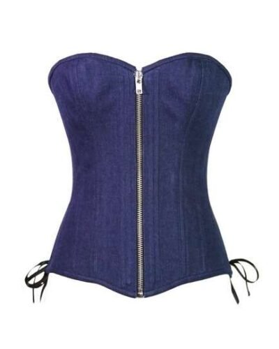 Strapless Denim Waist Training Corset with side ribbon womencorset.com