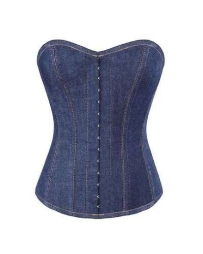 Back Lace up Denim Over bust corset womencorset.com