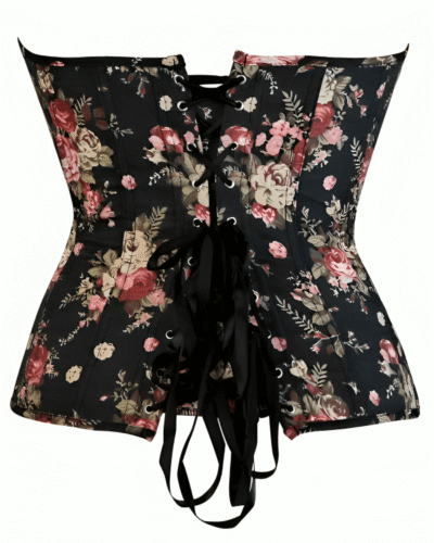 Strapless Floral Print Denim Overbust Corset womencorset.com