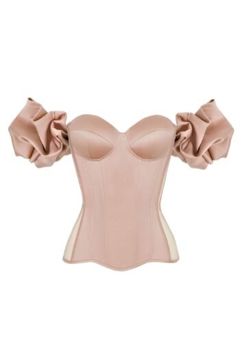 Satin bustier beige off the shoulder bustier womencorset.com