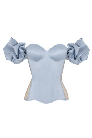 Satin bustier light blue off the shoulder bustier womencorset.com