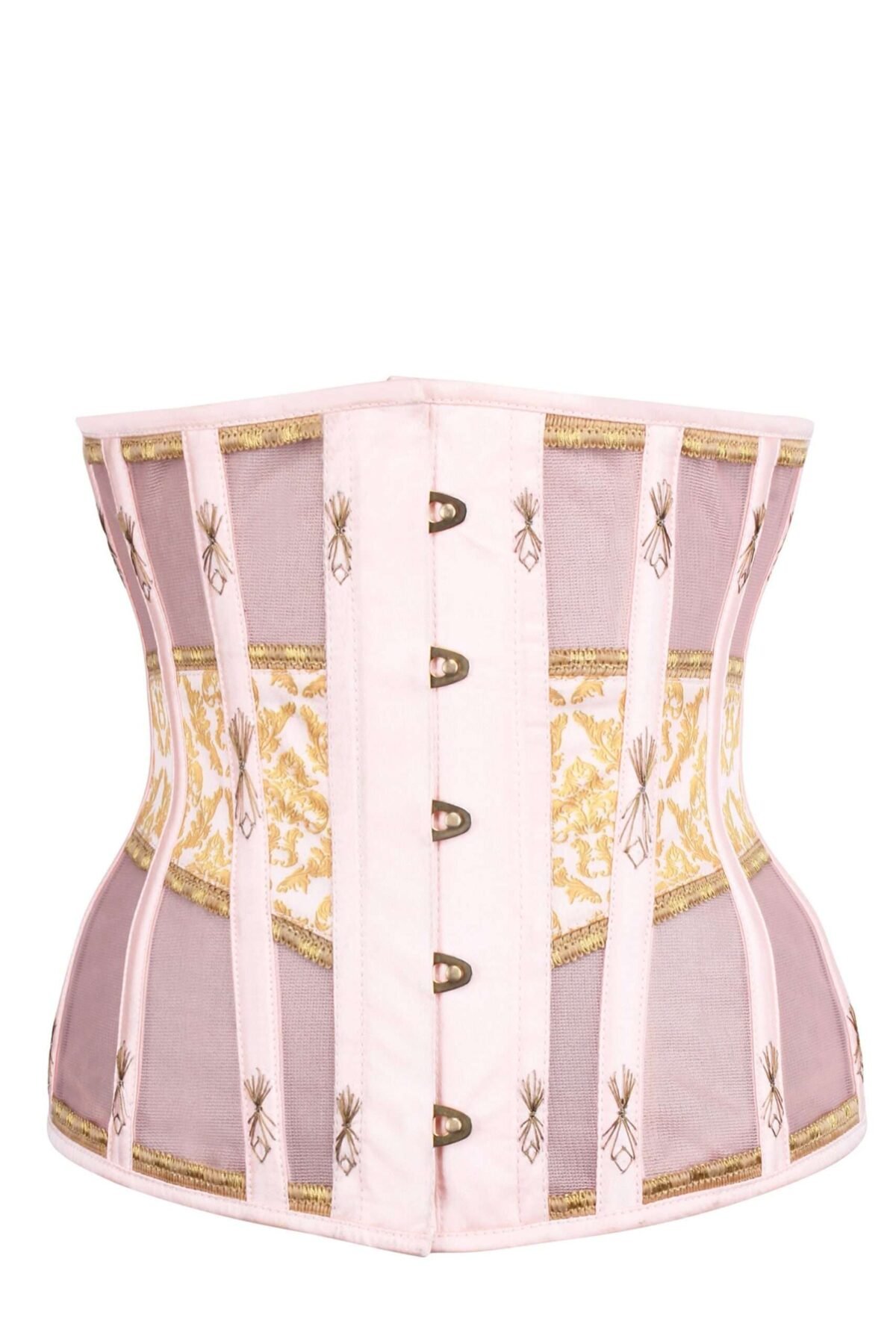 Mesh Peach And Gold Underbust Corset womencorset.com