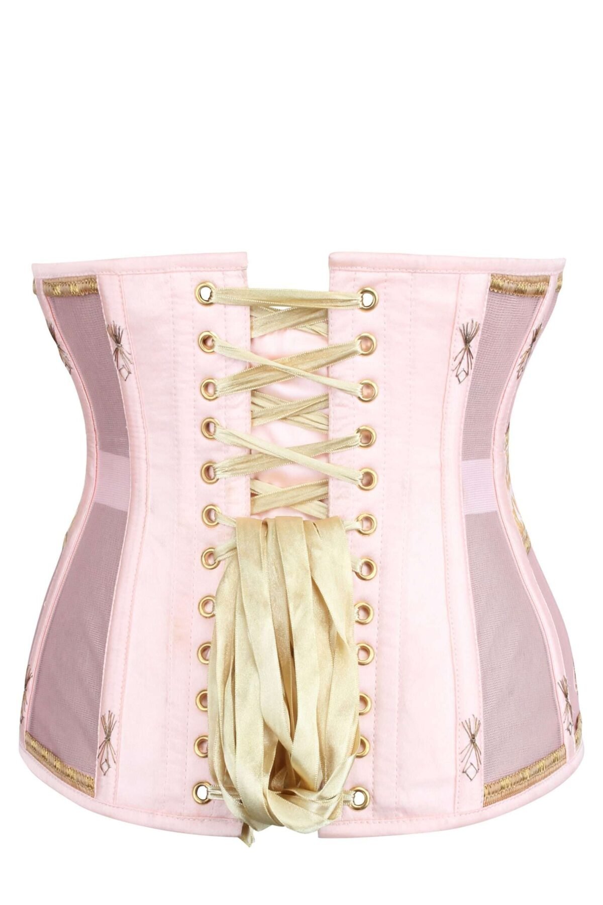 Mesh Peach And Gold Underbust Corset womencorset.com