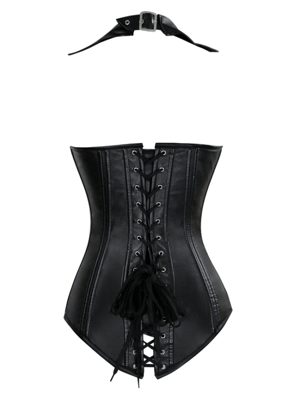 Faux Leather Steampunk Corset Vest Zip Top womencorset.com