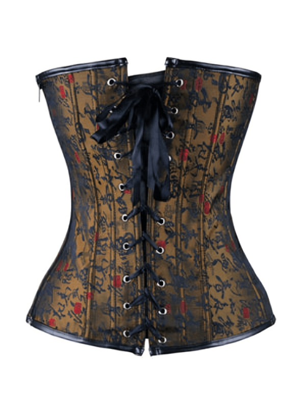 Faux leather Steampunk Brocade Overbust Corset womencorset.com