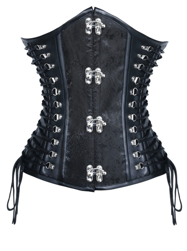 PU Faux Leather Spiral Steel Bone Underbust Corsetwomencorset.com