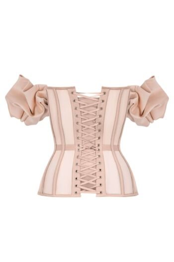 Satin bustier beige off the shoulder bustier womencorset.com