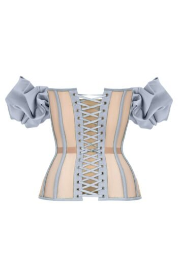 Satin bustier light blue off the shoulder bustier womencorset.com