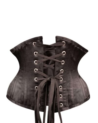 Half corset black satin waist training womencorset.com