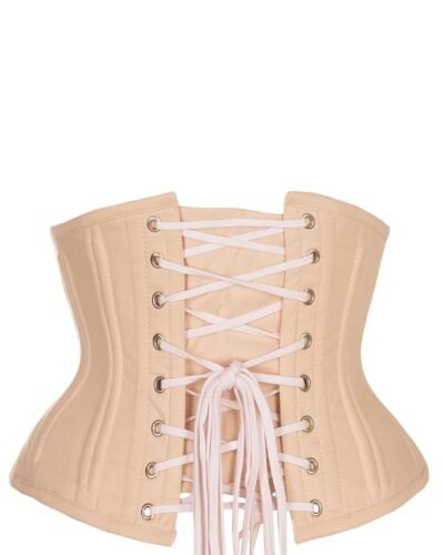 Half corset beige cotton waist training womencorset.com