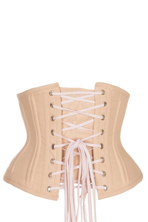 Half corset beige cotton waist training womencorset.com