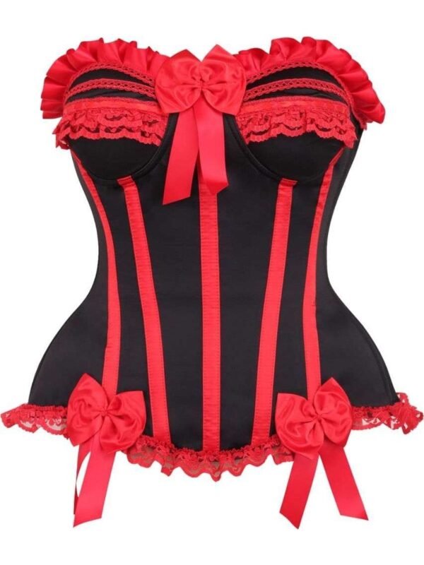 Overbust Black/Red Steel Boned Burlesque Corset womencorset.com