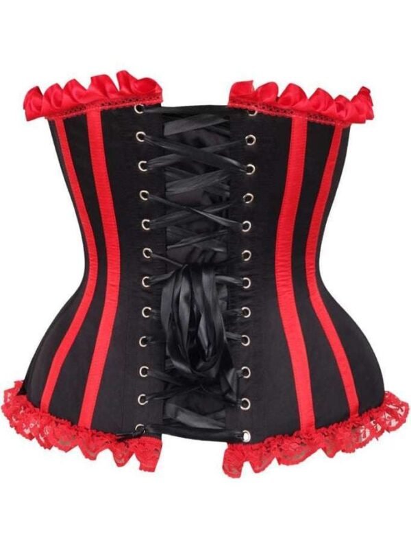 Overbust Black/Red Steel Boned Burlesque Corset womencorset.com