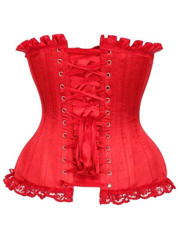 Overbust Red Satin Steel Boned Burlesque Corset womencorset.com