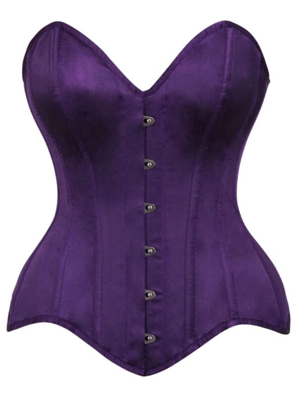 Dark Purple Satin Steel Boned Overbust Corset womencorset.com