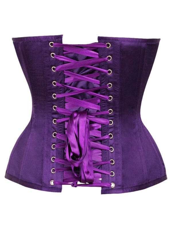 Dark Purple Satin Steel Boned Overbust Corset womencoset.com