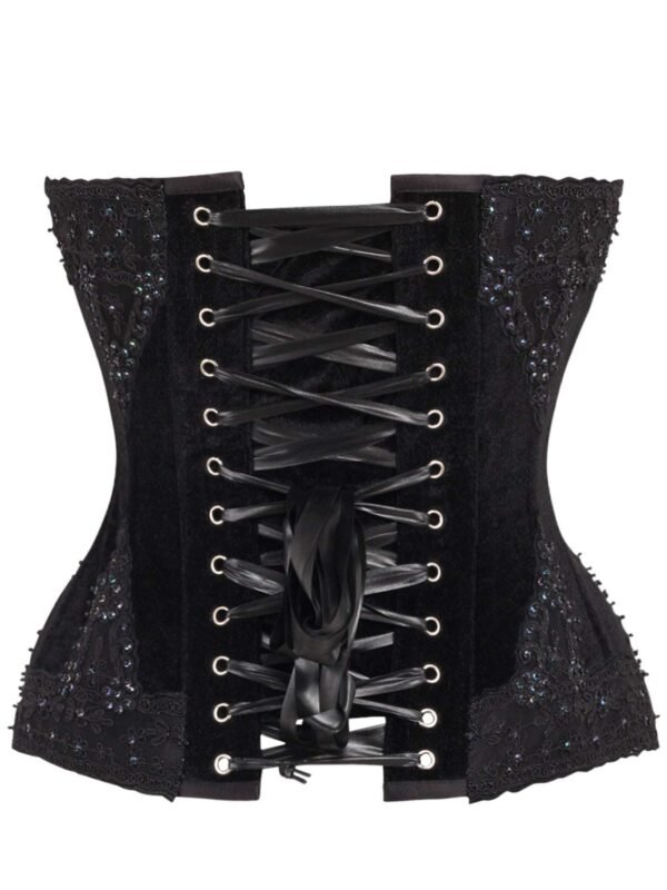 Overbust Black Velvet & Beaded Corset womencorset.com